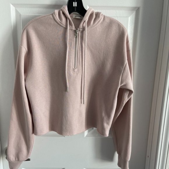 Garage Pink Cropped 3/4 zip Hoodie - Picture 1 of 5